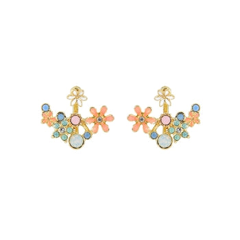 Crystal Gem and Flower Earrings