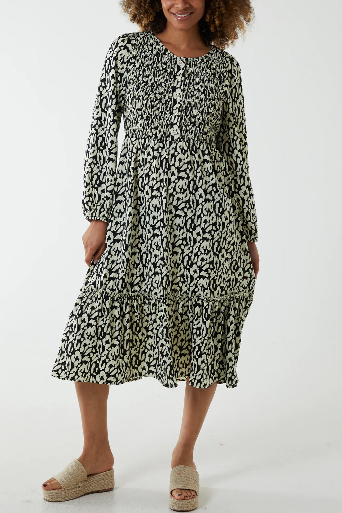 Celaena Animal Shirred Maxi Dress