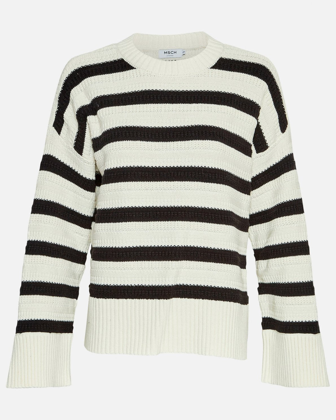 MSCH Jillena Knitted Pullover in Black &amp; Egret Stripe