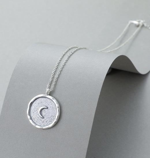 Silver And Grey Moon Pendant Necklace