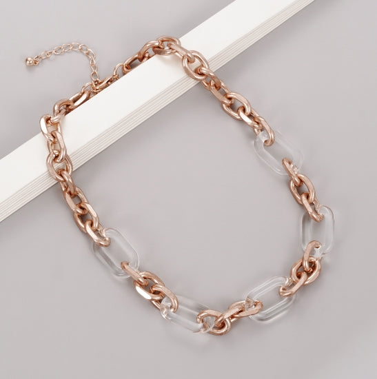 Rose Gold and Acrylic Chunky Short Necklace