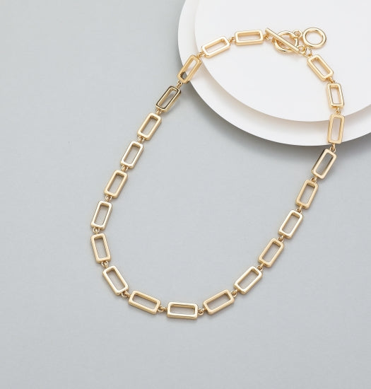 Square Link Necklace Gold