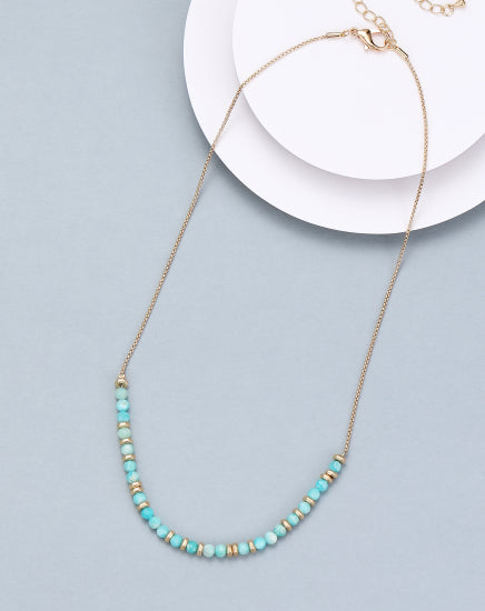 Gracee Gold and Blue Beaded Neckalce