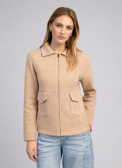 ANGE NIBA Beige Zip Up - One Size