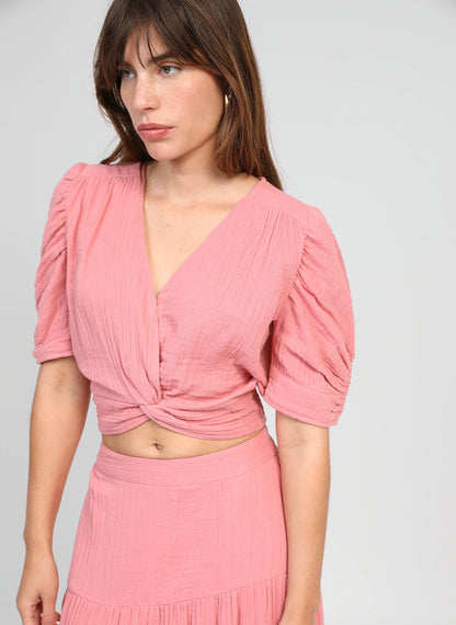 Ange SADOUMA Pink Wrap-Around Top