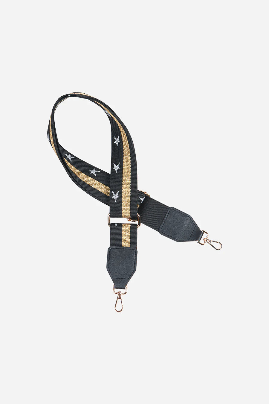 Crossbody Bag Strap in Black Gold Stars &amp; Stripes