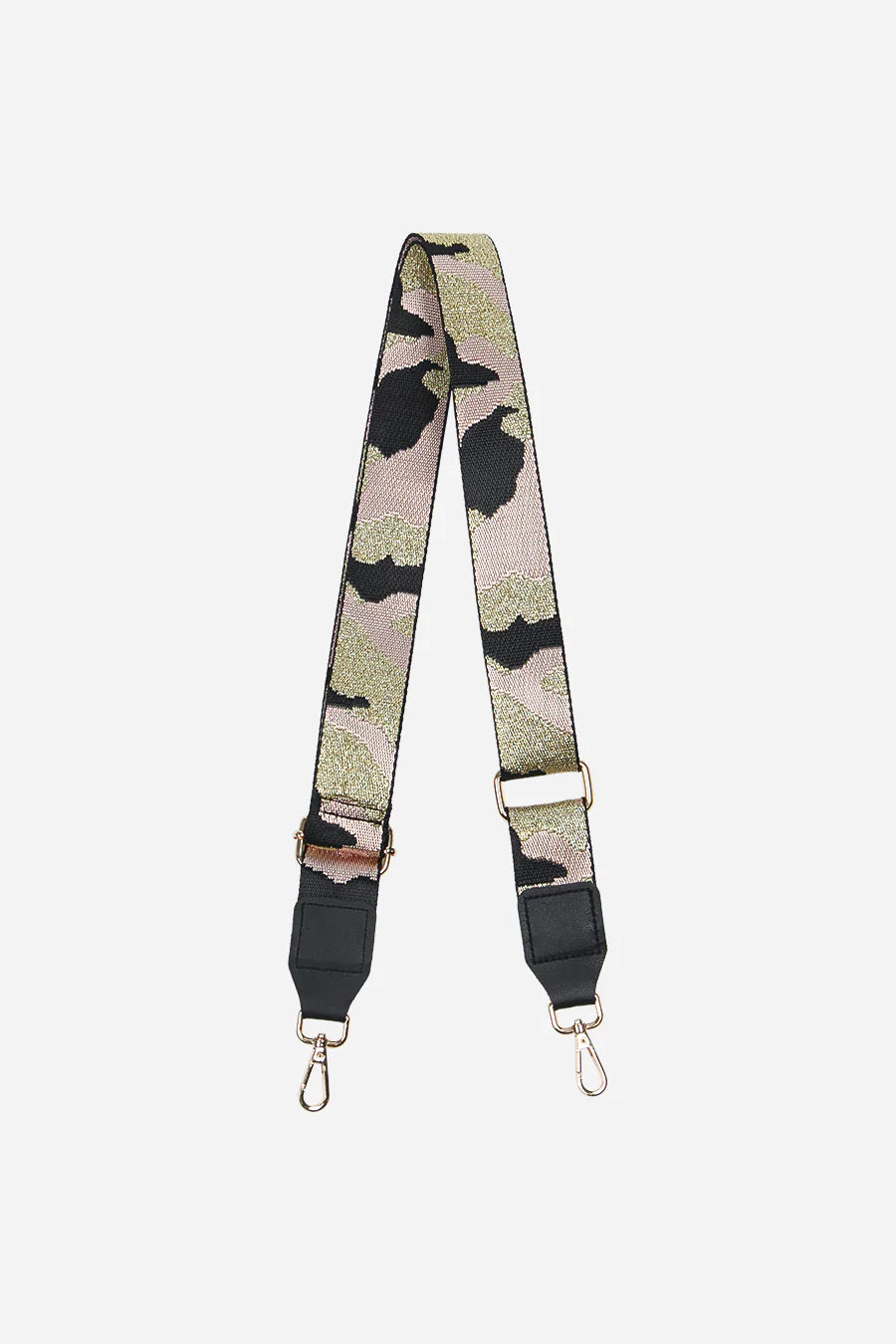 Fully Adjustable Crossbody Bag Strap In Light Pink Glitter Camouflage