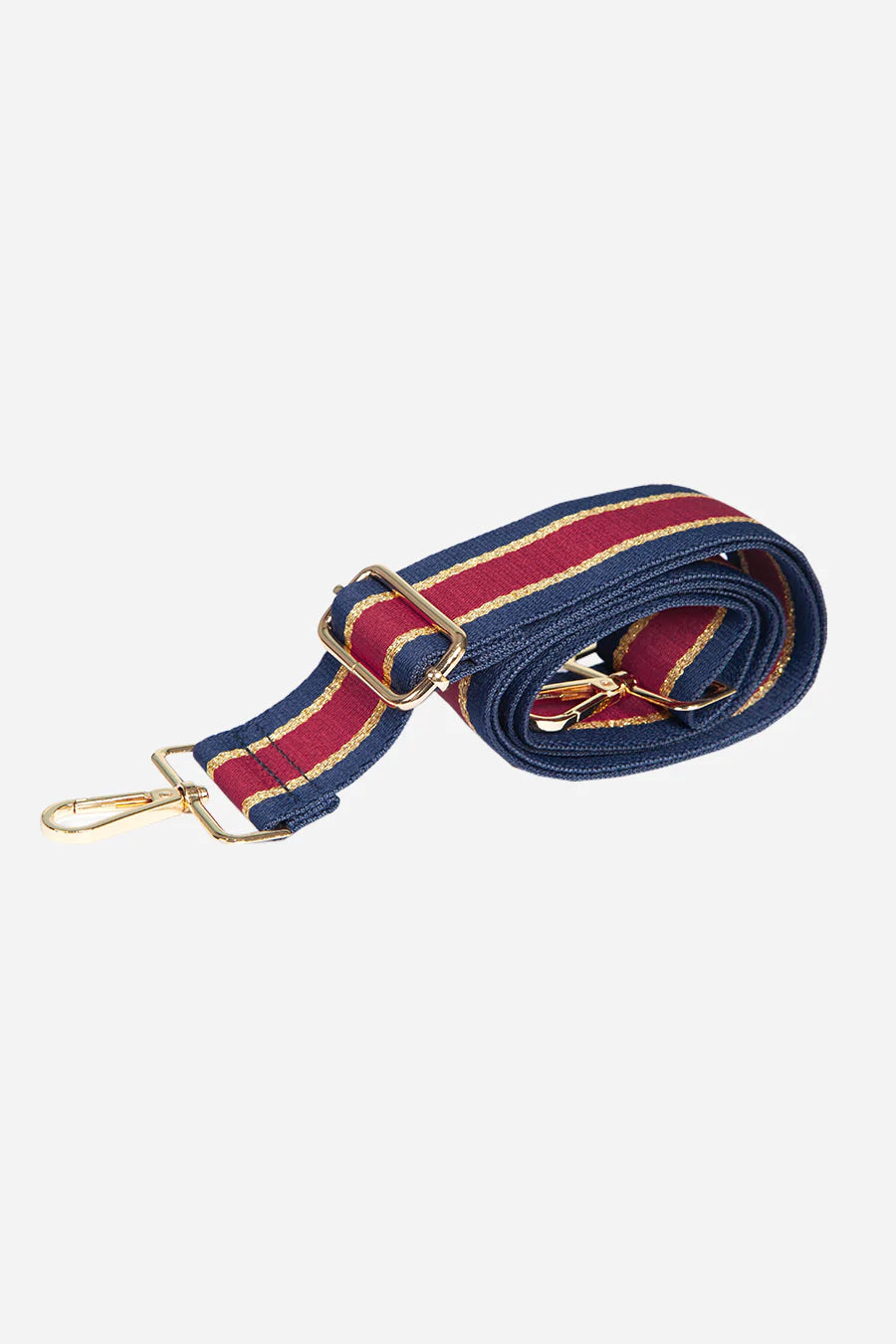 Crossbody Bag Strap in Navy Blue Red Glitter Stripe