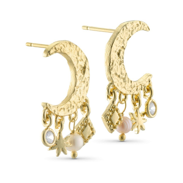 PURE By Nat Moon Earrings With Pendants - Gold