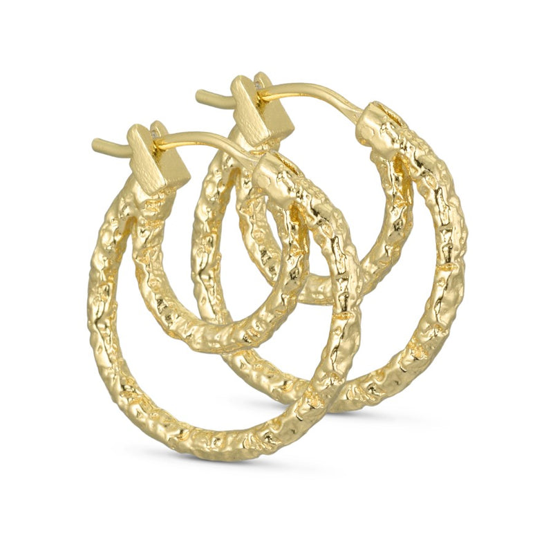 PURE By Nat Double Hoop Foil Earrings - Gold
