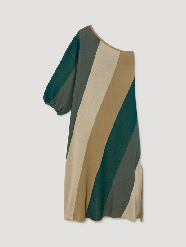SkatÏe Knitted One Shouder Striped Midi Dress