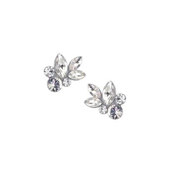 Crystal cluster Stud Earring Silver