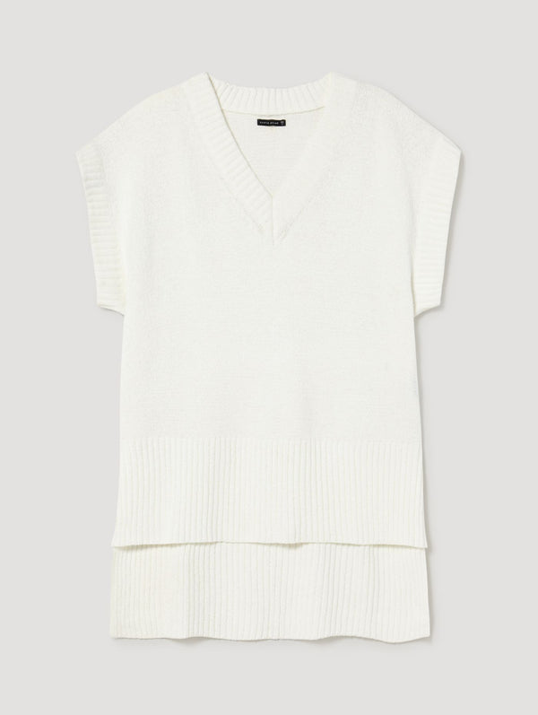 SkatÏe White Sleeveless Knitted Tunic Top