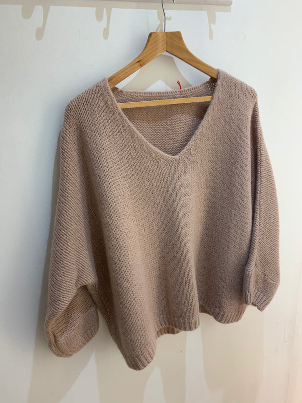 Ruby Mohair V Neck Jumper - Mink