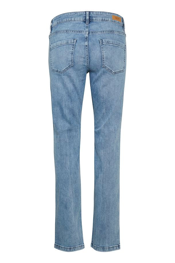 Saint Tropez Molly Relaxed Straight Leg Jeans in Light Blue Washo