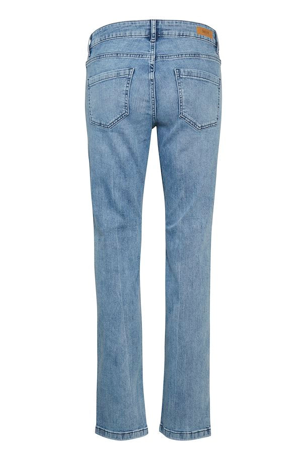 Saint Tropez Molly Relaxed Straight Leg Jeans in Light Blue Wash